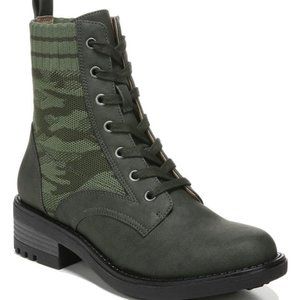 LifeStride Knockout Camo Boots Lace Up Lug Sole Booties Olive Green Size 9 NEW